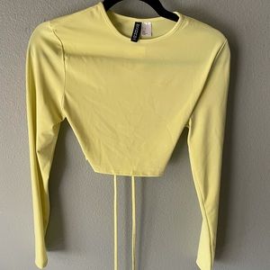 Neon yellow long sleeve crop top